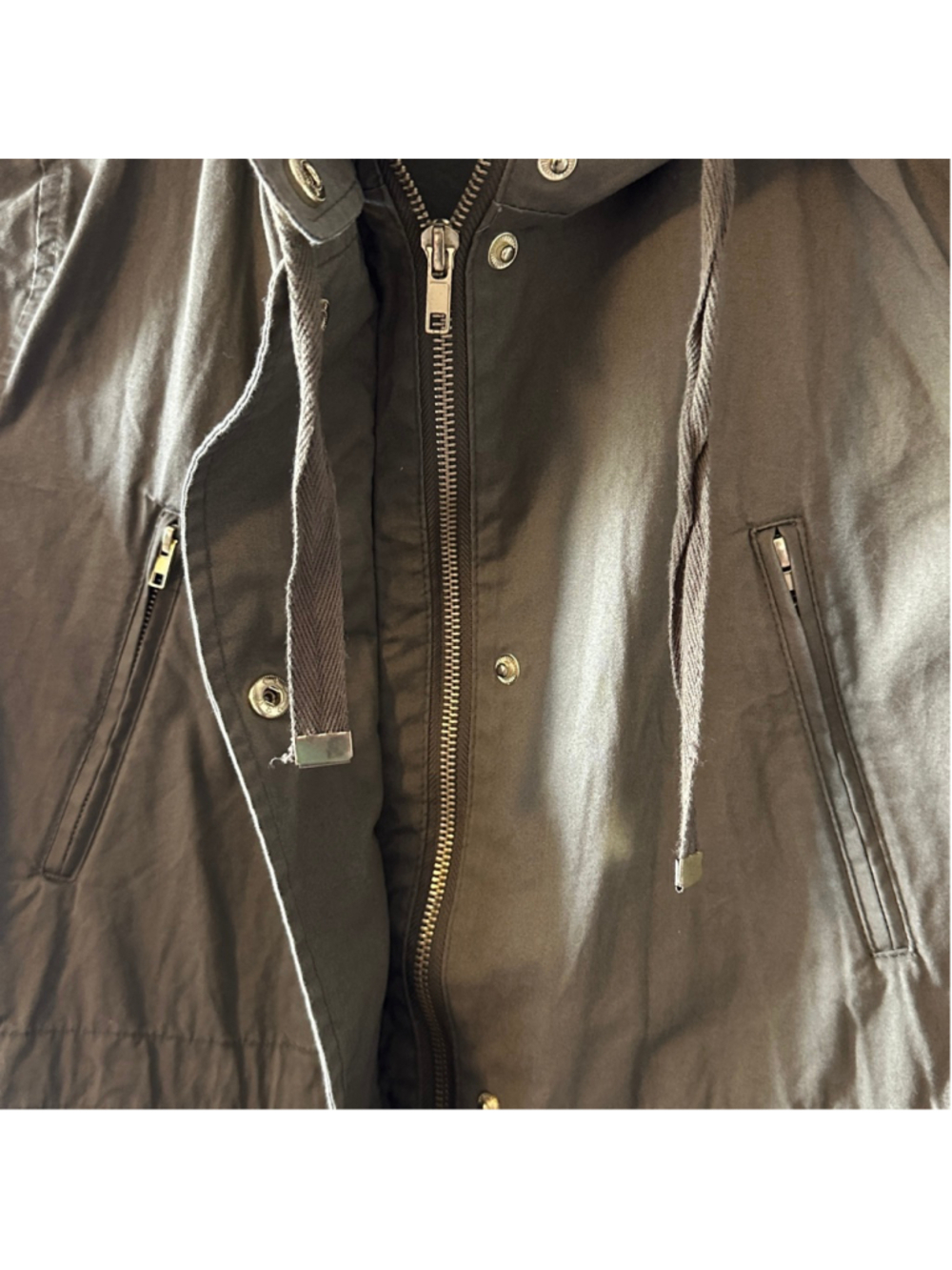 Women’s Love Tree Olive Green Hooded Utility Jacket Size M Cotton Military Parka - Picture 4 of 10